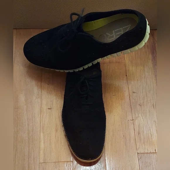 COLE HAAN ZEROGRAND C12981 PERFORATED MEN\'S BLACK SUEDE WINGTIP OXFORDS SIZE 9 M Cole Haan Mens ZeroGrand Oxford Casual Shoes Black Suede  main image 4